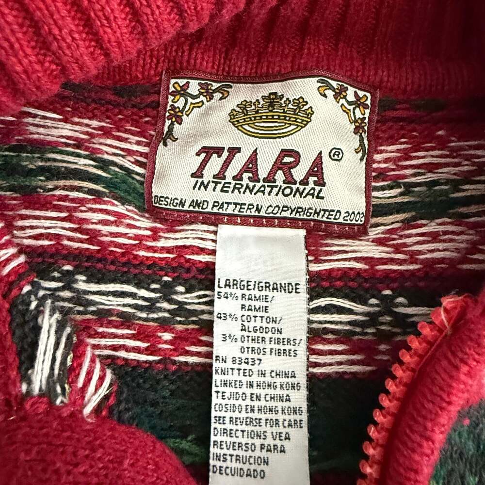 Vintage 2002 Tiara International Christmas Trees & Snowflakes Full Zip Fair Isle - Picture 2 of 4